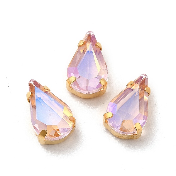 

PandaHall Moonlight Effect Teardrop Sew on Rhinestone, Multi-strand Links, with Golden Tone Brass Prong Settings, Garments Accessories..., Pink