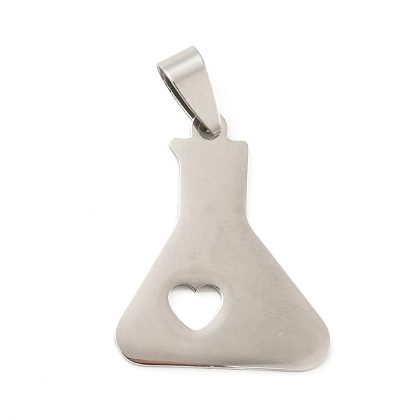 

PandaHall 201 Stainless Steel Pendants, Flask with Heart, Stainless Steel Color, 28x23.5x1.5mm, Hole: 8x4mm 201 Stainless Steel Others