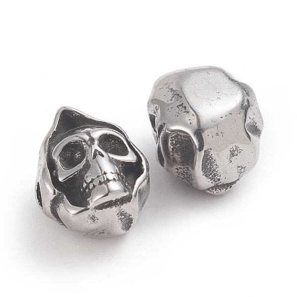 

PandaHall Halloween 304 Stainless Steel Beads, Skull Head, Antique Silver, 13x10.5x9.2mm, Hole: 2mm 304 Stainless Steel Other Animal