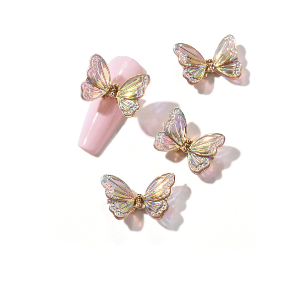 

PandaHall 3D Electroplated Resin Cabochons, with Golden Plated Alloy Finding, Nail Art Decoration Accessories, Butterfly, Dark Goldenrod...