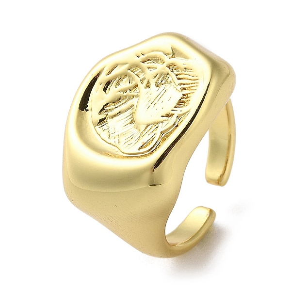 

PandaHall Rack Plating Brass Open Cuff Rings, Textured Signet Rings, Cadmium Free & Lead Free, Real 18K Gold Plated, US Size 7 1/4(17.5mm)...