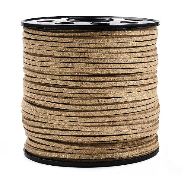 

PandaHall Eco-Friendly Faux Suede Cord, Faux Suede Lace, with Glitter Powder, Tan, 2.7x1.4mm, about 100yards/roll(300 feet/roll) Faux..., Orange