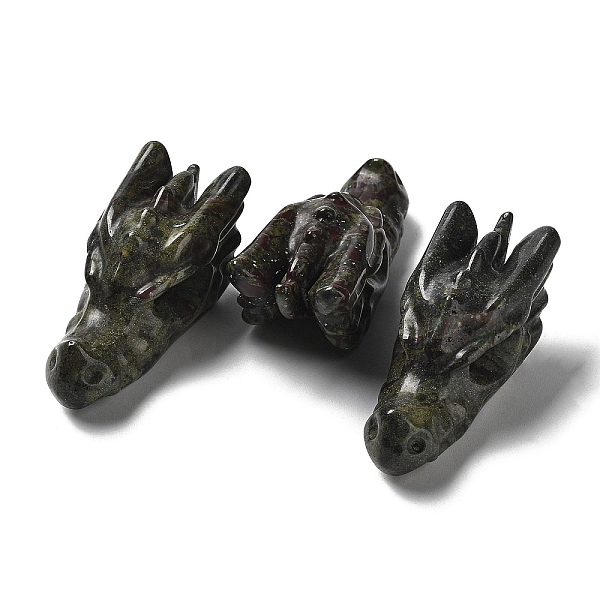 

PandaHall Natural Dragon Blood Healing Dragon Head Figurines, Reiki Energy Stone Display Decorations, for Home Feng Shui Ornament...