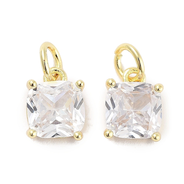 

PandaHall Brass Micro Pave Cubic Zirconia Charms, with Jump Ring, Suqare, Real 18K Gold Plated, Clear, 9.5x7x3.5mm, Hole: 2.5mm Brass+Cubic...