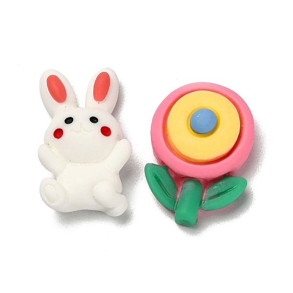 

PandaHall Opaque Resin Cabochons, for DIY Decoration, Rabbit & Flower, Mixed Color, Rabbit: 19x11x6mm, Flower: 17.5x12.5x7mm Resin Mixed..., Multicolor