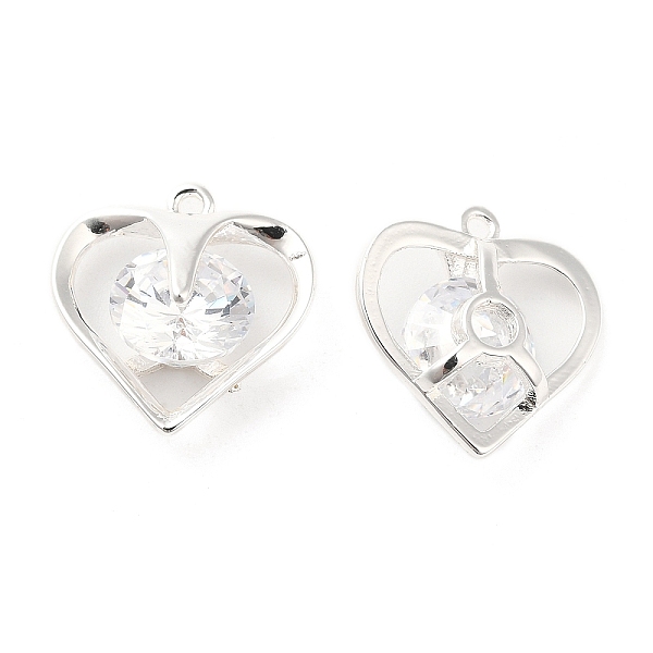 

PandaHall Glass Pendants, with Brass Finding, Heart Charms, Silver, 15x14.5x5.5mm, Hole: 1mm Brass+Glass Heart