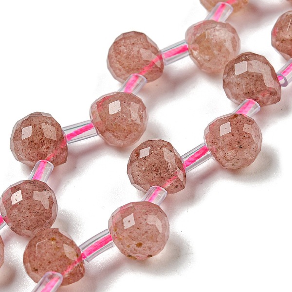 

PandaHall Synthetic Strawberry Quartz Beads Strands, Faceted, Top Drilled, Teardrop, 10x8mm, Hole: 1mm, about 38pcs/strand, 15.55~16.142''...
