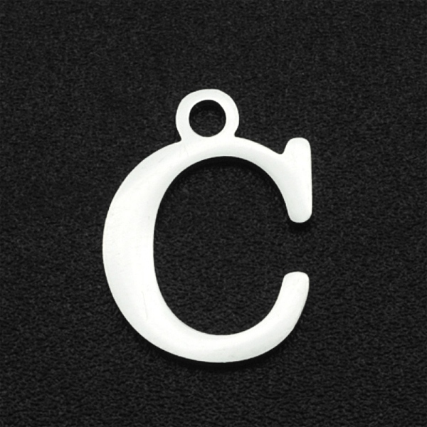 

PandaHall 201 Stainless Steel Charms, Laser Cut, Letter, Stainless Steel Color, Letter.C, 12x9x1mm, Hole: 1.5mm 201 Stainless Steel Letter C
