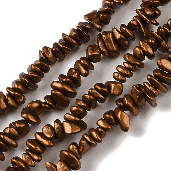 

PandaHall Electroplate Glass Beads Strands, Chip, Saddle Brown, 2.5~6.5x3~10x4~12.5mm, Hole: 1mm, 33.86''(86cm) Glass Chip