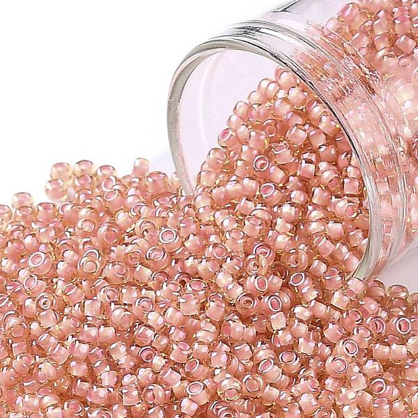 

PandaHall TOHO Round Seed Beads, Japanese Seed Beads, (924) Peach Lined Topaz, 11/0, 2.2mm, Hole: 0.8mm, about 5555pcs/50g Glass Brown