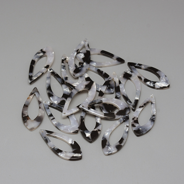 

PandaHall Cellulose Acetate(Resin) Pendants, teardrop, Prussian Blue, 36.5x15.5x2.5mm, Hole: 1.5mm Cellulose Acetate Teardrop Blue