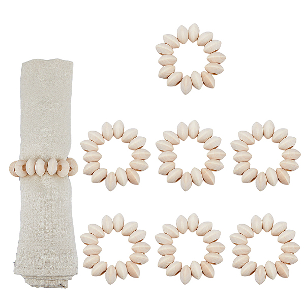 

PandaHall Wooden Beaded Napkin Rings, Napkin Holder Adornment, Party Decorations, Blanched Almond, Inner Diameter: 25mm, 8pcs/set Wood...