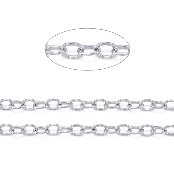 

PandaHall 304 Stainless Steel Cable Chains, Unwelded, with Spool, Stainless Steel Color,8x6x1mm, about 32.8 Feet(10m)/roll 304 Stainless...