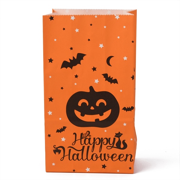 

PandaHall Halloween Theme Kraft Paper Bags, Gift Bags, Snacks Bags, Rectangle, Pumpkin Pattern, 23.2x13x8cm Paper Pumpkin
