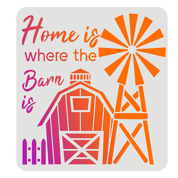 PandaHall FINGERINSPIRE Home Is Where The Barn Is Stencil 30x30cm DIY Cow Farmhouse Decoration Drawing Stencil Reusable Farmhouse Stencil...