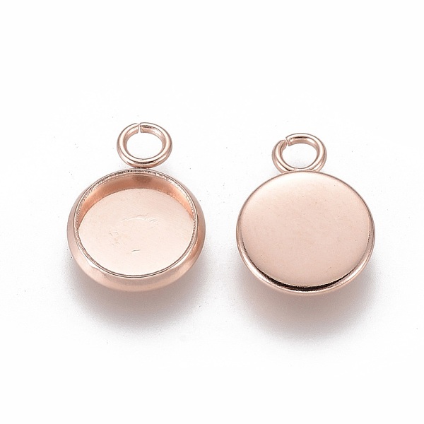 

PandaHall 201 Stainless Steel Pendant Cabochon Settings, Plain Edge Bezel Cups, Flat Round, Rose Gold, Tray: 8mm, 13.5x10x2mm, Hole: 2mm 201...