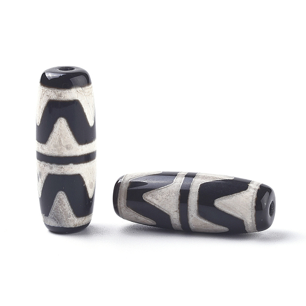 

PandaHall Tibetan Style Double Tiger dZi Beads, Natural Agate, Dyed & Heated, Rice, 29.5~31x10~12mm, Hole: 1.5~2.8mm Tibetan Agate Rice