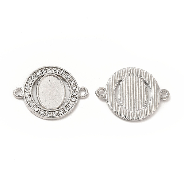 

PandaHall Alloy Cabochon Connector Settings with Crystal Rhinestone, Flat Round, Nickel, Platinum, Tray: 11x8mm, 24x18x2mm, Hole: 1.6mm..., Clear