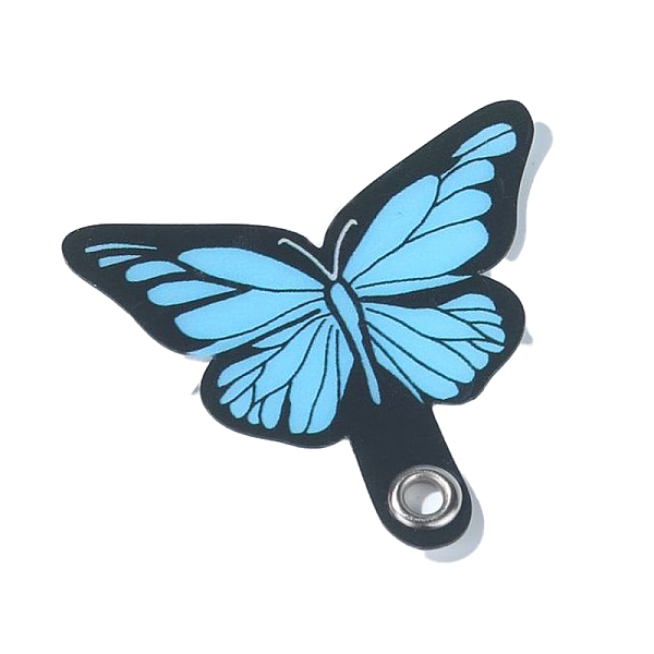 

PandaHall Butterfly PVC Mobile Phone Lanyard Patch, Phone Strap Connector Replacement Part Tether Tab for Cell Phone Safety, Light Sky Blue...