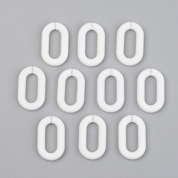 

PandaHall Opaque Spray Painted Acrylic Linking Rings, Quick Link Connectors, for Cable Chains Making, Unwelded, Oval, White, 27x16.5x4.5mm...