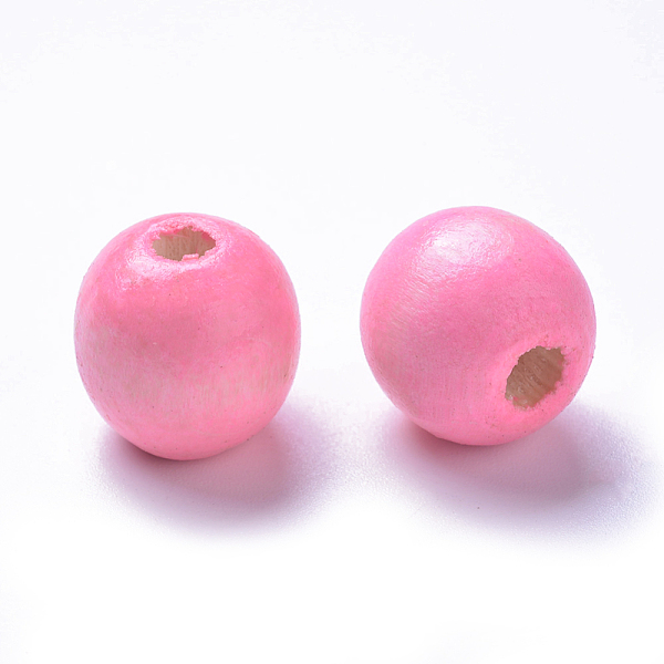 

PandaHall Dyed Natural Wood Beads, Round, Lead Free, Pink, 16x15mm, Hole: 4mm, about 600pcs/750g Wood Round Pink