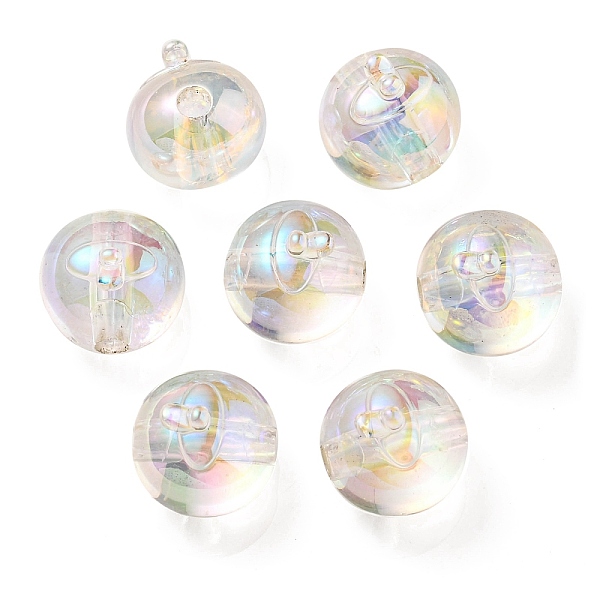 

PandaHall UV Plating Rainbow Iridescent Acrylic Beads, Two Tone Bead in Bead, Fruit, Clear, 16x15.5x16.5mm, Hole: 3.5mm Acrylic Fruit Clear