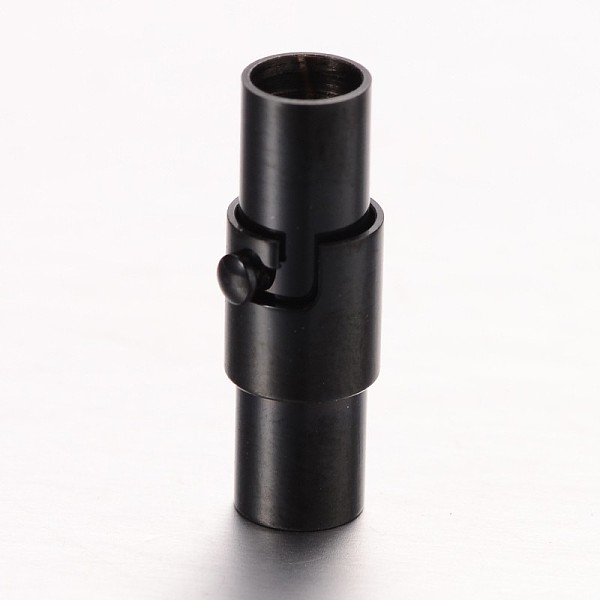 

PandaHall Column 304 Stainless Steel Locking Tube Magnetic Clasps, Electrophoresis Black, 17x6mm, Hole: 4mm 304 Stainless Steel Column