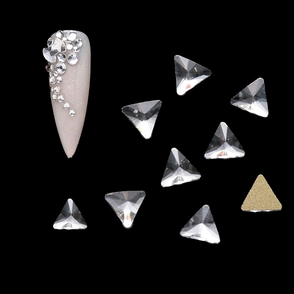

PandaHall Flat Back Glass Rhinestone Cabochons, Nail Art Decoration Accessories, Faceted, Triangle, Crystal, 5x5.5x2mm, 20pcs/bag Glass..., Clear