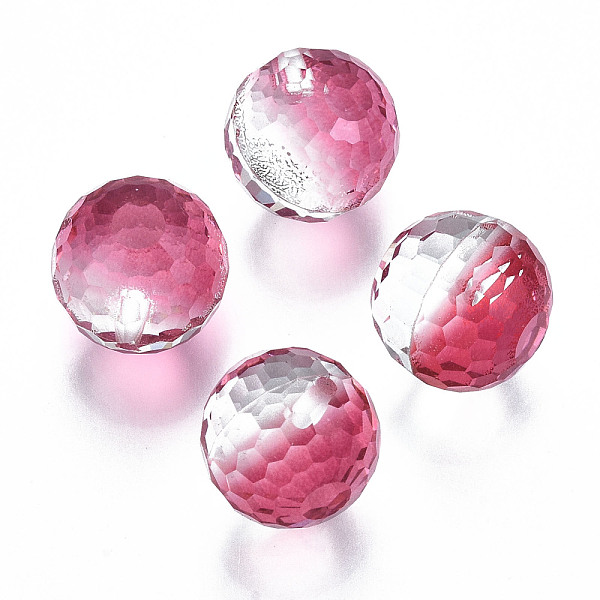 

PandaHall K9 Glass Beads, Faceted, Half Drilled, Round, Hot Pink, 3/8 inch(10mm), Half Hole: 1mm Glass Round