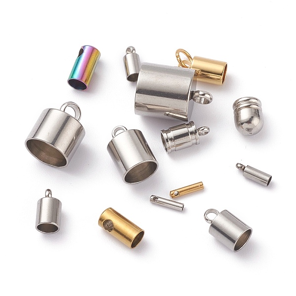 

PandaHall Stainless Steel Cord Ends, End Caps, Mixed Color, 7~15x2.5~11mm, Hole: 1~3mm, Inner Diameter: 2~10mm Stainless Steel