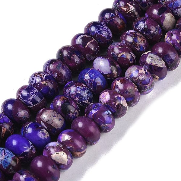 

PandaHall Dyed Synthetic Imperial Jasper Beads Strands, Rondelle, Dark Slate Blue, 10x6mm, Hole: 1.5mm, about 68pcs/strand, 15.75''(40cm)...