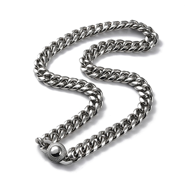 

PandaHall 304 Stainless Steel Diamond Cut Cuban Link Chain Necklace with Cubic Zirconia Clasps, Stainless Steel Color, 22.91 inch(58.2cm)...