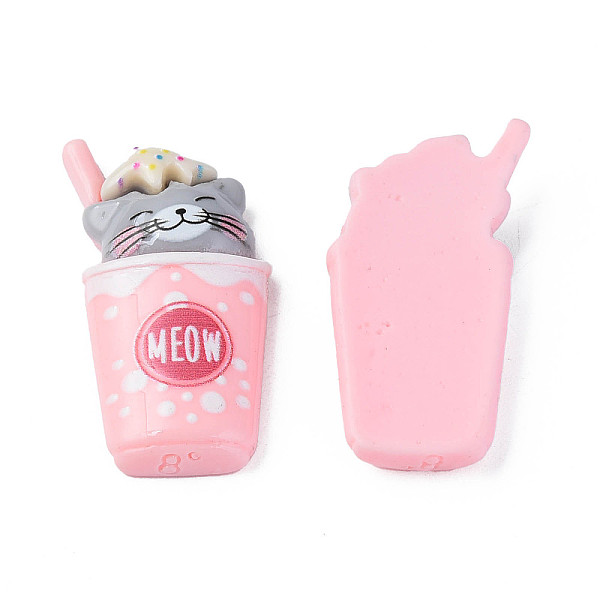

PandaHall Opaque Resin Cabochons, Cat with Cup, Pink, 33x17.5x5.5mm Resin Cat Shape Pink