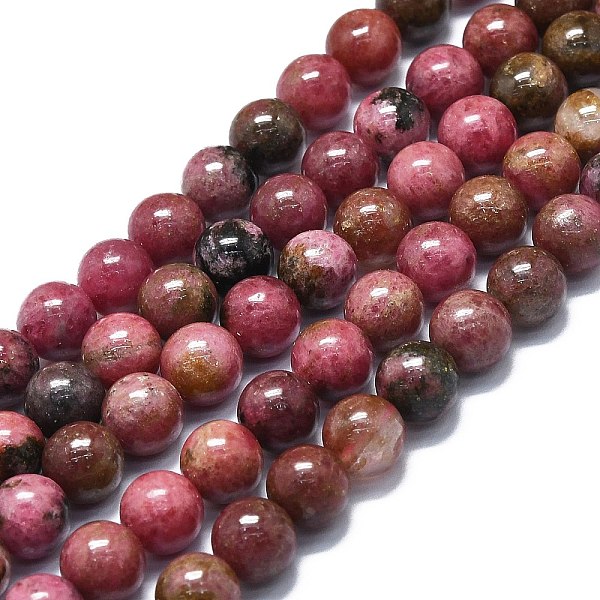 

PandaHall Natural Rhodonite Beads Strands, Round, 8~9mm, Hole: 0.8mm, about 48~52pcs/strand,15.35''~16.54''(39~42cm) Rhodonite Round