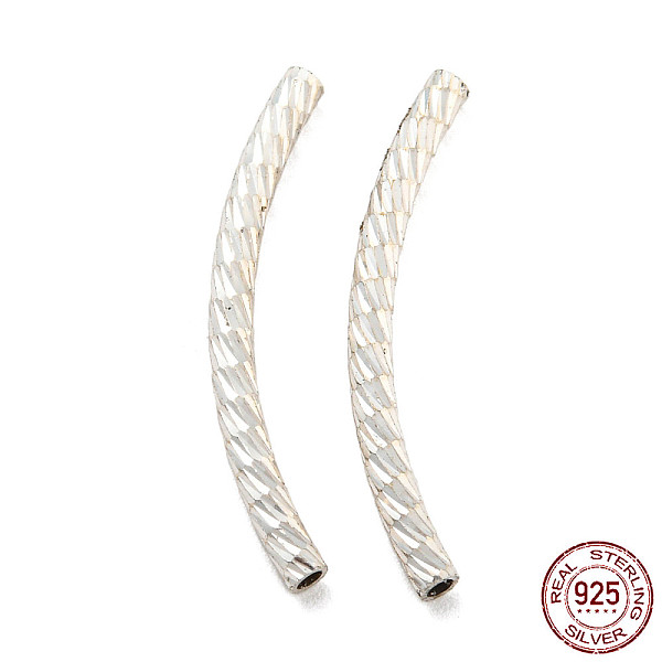 

PandaHall 925 Sterling Silver Tube Beads, Diamond Cut, Curved Tube, Silver, 25x5x2mm, Hole: 1.2mm Sterling Silver Tube
