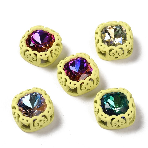 

PandaHall Sew on Rhinestone, Glass Rhinestone, with Brass Findings, Garments Accessories, Squre, Mixed Color, Yellow, 12.5x12.5x6.3mm Glass...