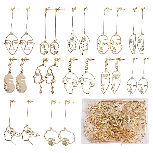 

PandaHall DIY Abstract Face Drop Earring Making Kit, Including Alloy Pendants & Links, Iron Ball Stud Earring Findings, Brass & Plastic Ear...