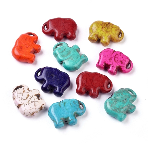 

PandaHall Synthetic Turquoise Beads Strands, Dyed, Elephant, Mixed Color, 34x24x9.5mm, Hole: 1mm, about 16pcs/strand, 14.9 inch..., Multicolor