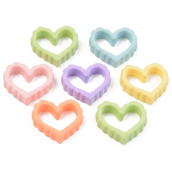 

PandaHall Resin Cabochons, Hollow, Heart, Mixed Color, 22x24x5.5mm Resin Heart Multicolor