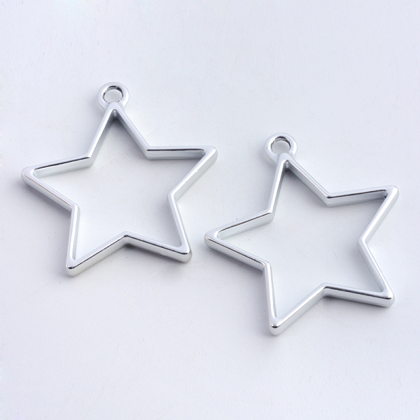 

PandaHall Rack Plating Alloy Star Open Back Bezel Pendants, For DIY UV Resin, Epoxy Resin, Pressed Flower Jewelry, Hollow, Cadmium Free &...