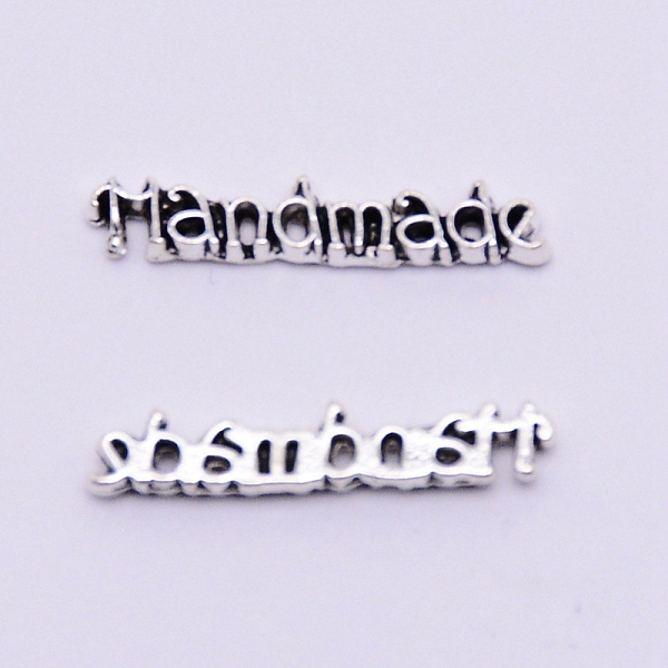 

PandaHall Alloy Cabochons Accessories, DIY for Headwear & Costume Making, Word Handmade, Antique Silver, 3.5x17x1.5mm Alloy Word