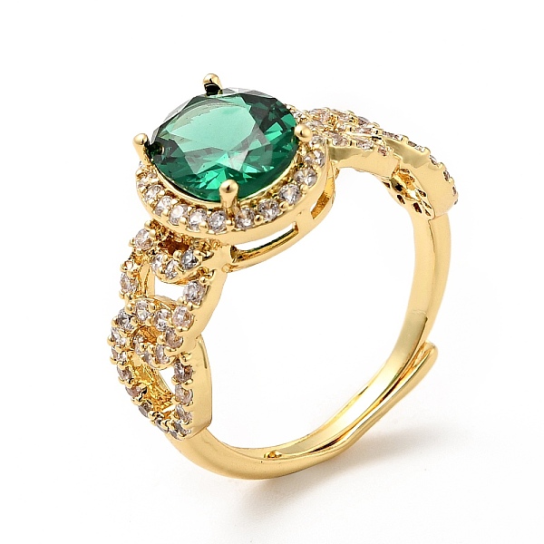 

PandaHall Green Cubic Zirconia Oval Adjustable Ring, Brass Jewelry for Women, Real 18K Gold Plated, US Size 7 3/4(17.9mm) Brass+Cubic...