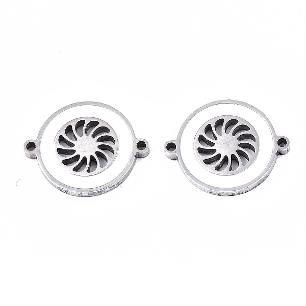 

PandaHall 304 Stainless Steel Enamel Links Connectors, Laser Cut, Flat Round, White, Stainless Steel Color, 14.5x18.5x2mm, Hole: 1.2mm 304...