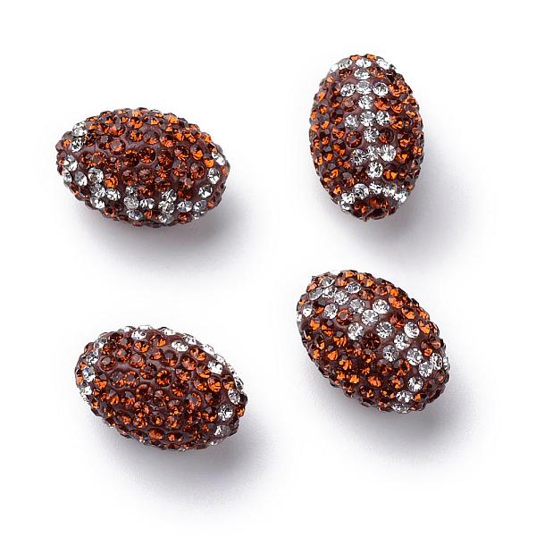 

PandaHall Handmade Polymer Clay Rhinestone Beads, Oval, Topaz, 15~15.5x10.5mm, Hole: 1.5mm Polymer Clay+Glass Rhinestone Oval Yellow