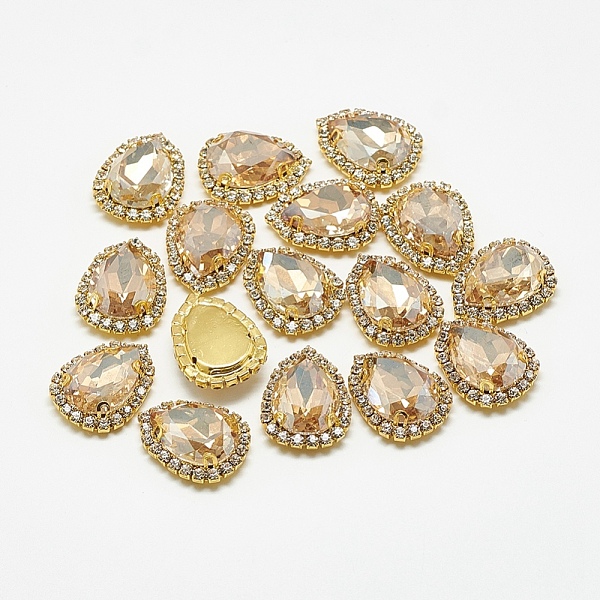 

PandaHall Sew on Rhinestone, Multi-strand Links, Glass Rhinestones, with Brass Findings, Garments Accessories, teardrop, Golden, Light..., Yellow