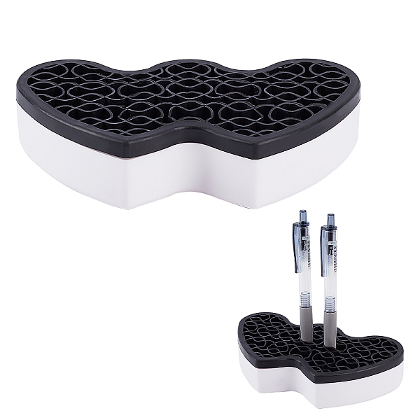 

PandaHall Gorgecraft Multipurpose Silicone Storage Box, for Cosmetics Brush Holder, Pen Holder, Toothbrush Holder, Lipstick Holder, Double..., Black