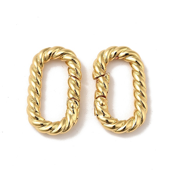 

PandaHall Brass Spring Gate Rings, Cadmium Free & Nickel Free & Lead Free, Twisted Oval, Real 18K Gold Plated, 9 Gauge, 19.5x12x3mm, Hole...