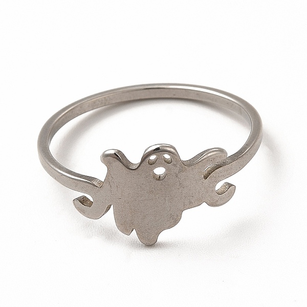 

PandaHall 304 Stainless Steel Hollow Out Ghost Finger Ring for Halloween, Stainless Steel Color, Inner Diameter: 18mm 304 Stainless Steel