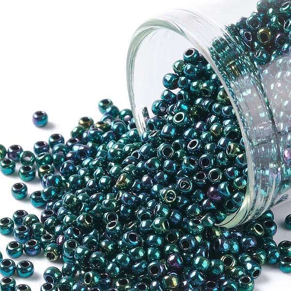 

PandaHall TOHO Round Seed Beads, Japanese Seed Beads, (506) High Metallic June Bug, 11/0, 2.2mm, Hole: 0.8mm, about 5555pcs/50g Glass Green