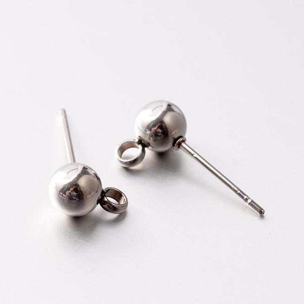 

PandaHall 304 Stainless Steel Post Stud Earring Findings, with Loop, Stainless Steel Color, 8x5mm, Hole: 1.8mm, Pin: 0.6mm 304 Stainless...